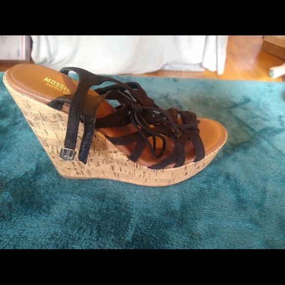 Mossimo Supply Co. Women's Wedge Sandal Size 8 Tan  Lace Up 5” Wedge - Picture 4 of 5